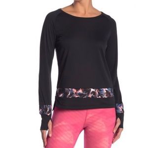 ASICS Black Printed Panel Long Sleeve Tee Running Outdoor winter sports